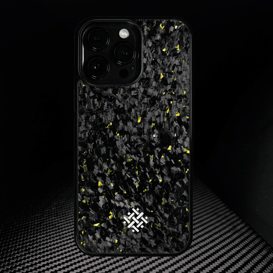 Iphone 15 | Forged Gold Carbon Fiber cover Series